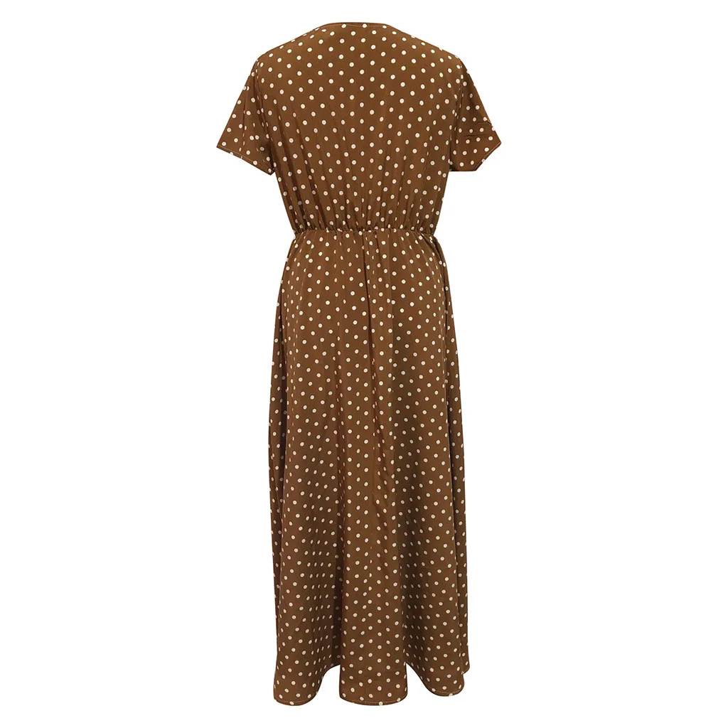 Женское длинное платье в горошек Boho свободные пляжные платья и туники размера