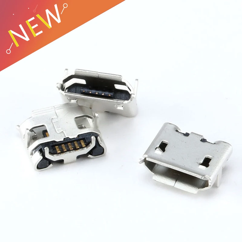 100 шт. розетка с разъемом Micro USB типа B 5 контактов|Соединители| |
