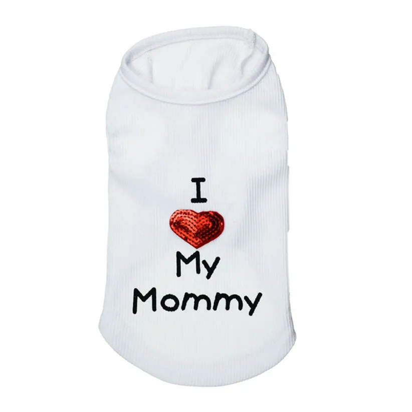 Одежда для маленьких собак с пайетками и надписью «I LOVE MY MOMMY», вязаный жилет для собак на осень и зиму, Одежда для питомцев 80118