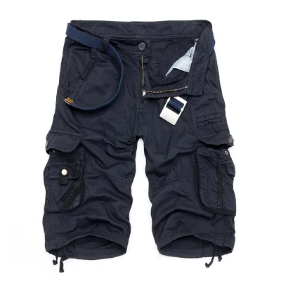 dark blue Камуфляжные карго шорты мужские Новые мужские повседневные шорты мужские свободные рабочие шорты мужские военные короткие штаны - Цвет: dark blue