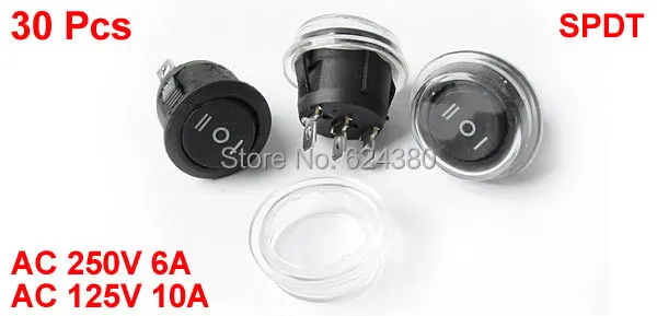 1 сумка (30 шт.) x AC 250 V/6A 10A/125V SPDT 1P2T 1PDT SP2T ВКЛ ВЫКЛ три положения круглая лодка