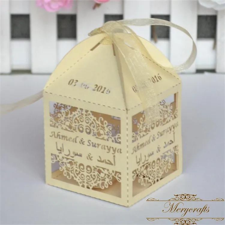 

Laser cut royal blue customized names wedding date wedding bridal favors gift box