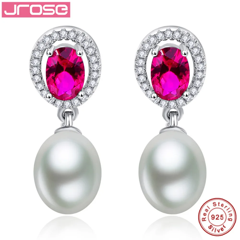 Jrose 925 серебро пресноводным культивированным 5*8 мм белый жемчуг Висячие серьги