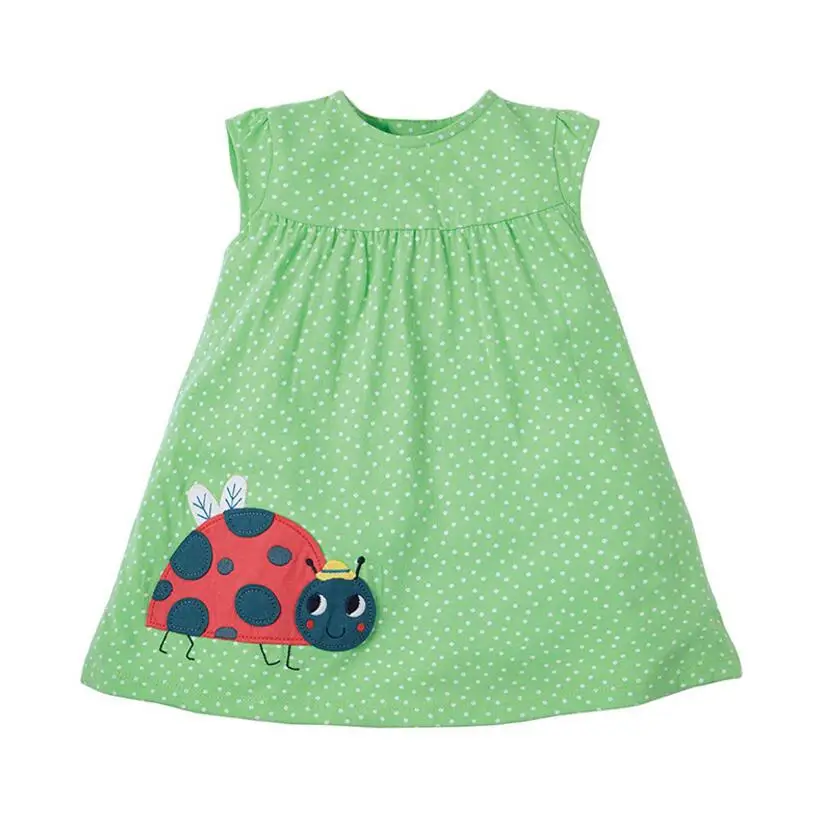 Зеленый Little maven/Новинка года; летняя одежда для маленьких девочек; Брендовое платье; Детские хлопковые платья без рукавов с леопардовым принтом и фруктами; платья без рукавов с набивным рисунком - Цвет: Зеленый