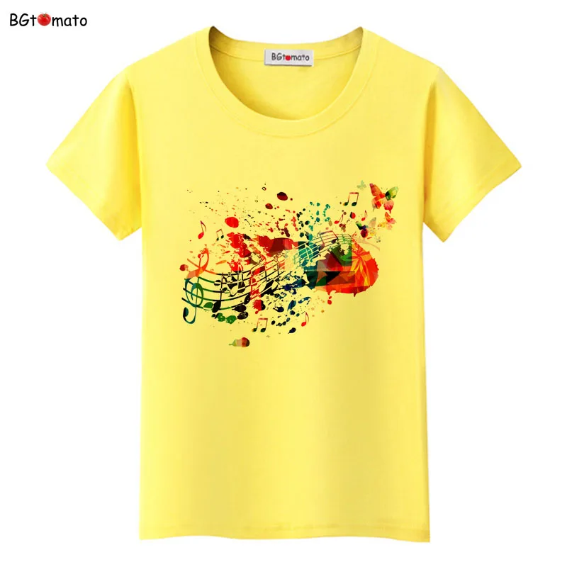 BGtomato Sing loudly microphone art t shirts Women fashion style colorful music shirt Brand comfortable casual tops tees | Женская