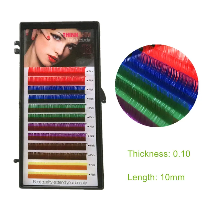 0.10-10mm THINKSHOW C D 0,07 и 0,10 радужные цветные ресницы красивый красочный индивидуальный макияж ресниц вечерние ресницы расширение - Color: 0.10-10mm