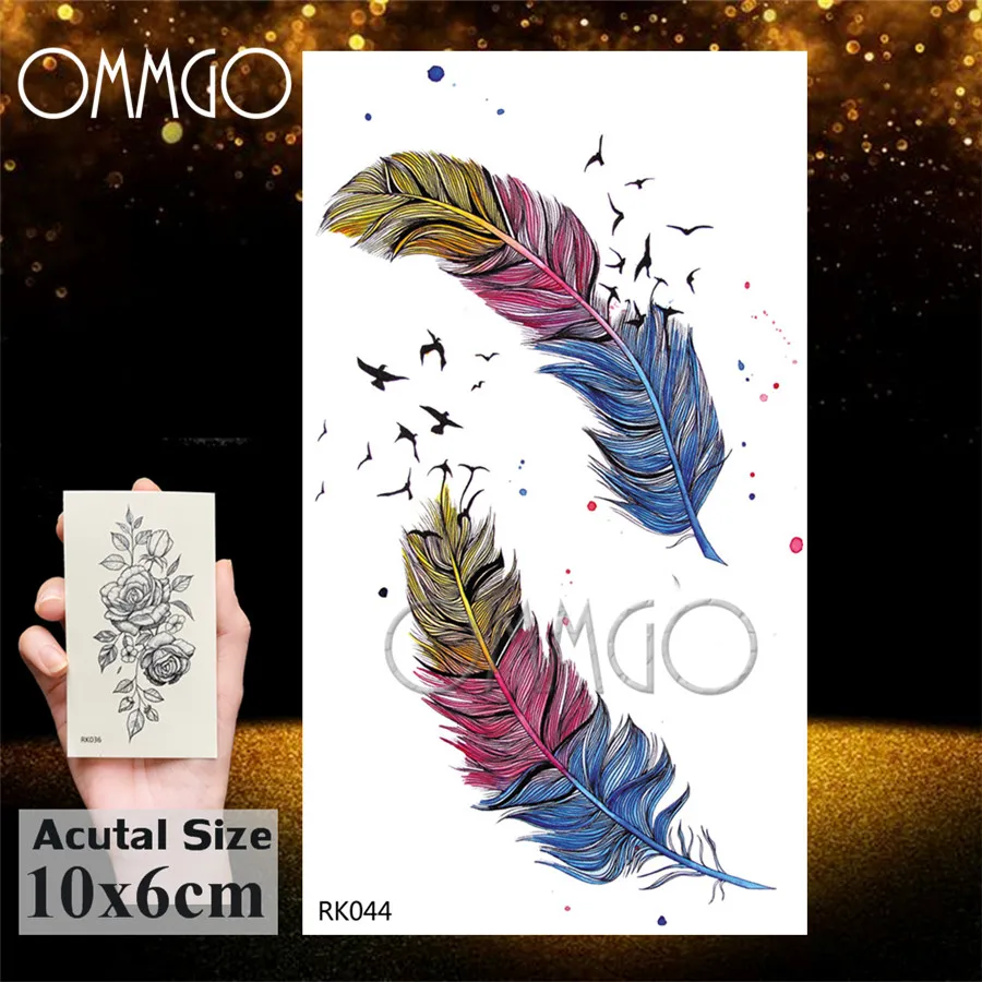 Ловец снов OMMGO разноцветные временные тату-наклейки с цветными перьями модная