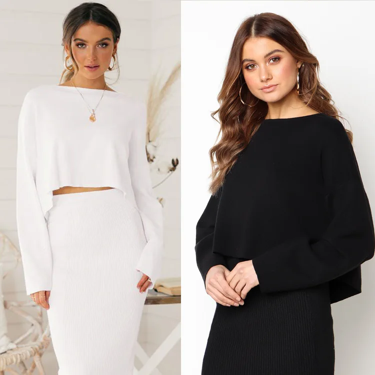 2018 осенний Женский комплект из двух предметов с круглым вырезом и рукавом