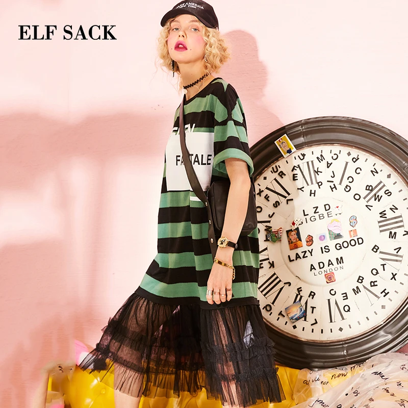 Женское платье ELFSACK повседневное хлопковое Пляжное прямое с кисточками и О