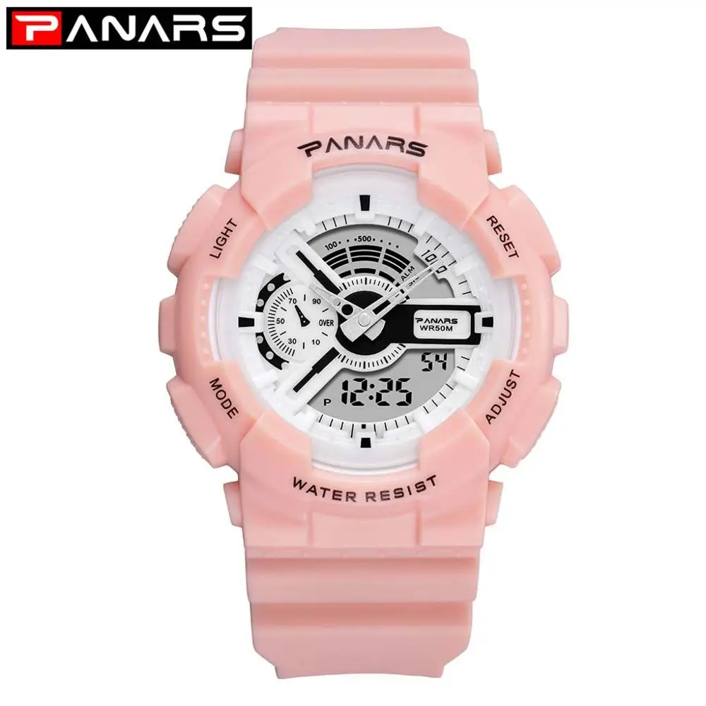 Pink PANARS женские мужские спортивные часы золотые женские светодиодный G цифровые наручные часы электронные ударные водонепроницаемые часы Relogio masculino G50 - Color: Pink