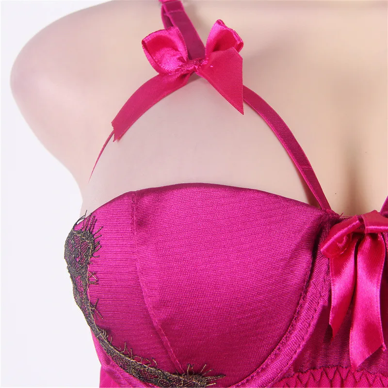 Comeonlover Бюстгальтер Pad Push Up платье для сна мини розово красное романтическое