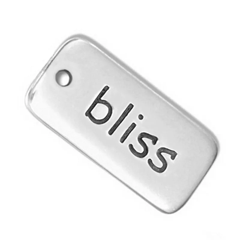 Двусторонняя гравировка сообщения Bliss Charm прямоугольные штампованные бирки