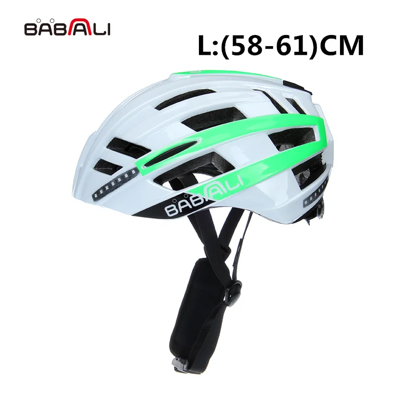 WHITE N GREEN - L BABAALI Сверхлегкий велосипедный шлем в форме MTB велосипедный шлем светодиодные индикаторные лампочки дорожный горный шлем le casque a - Цвет: WHITE N GREEN - L