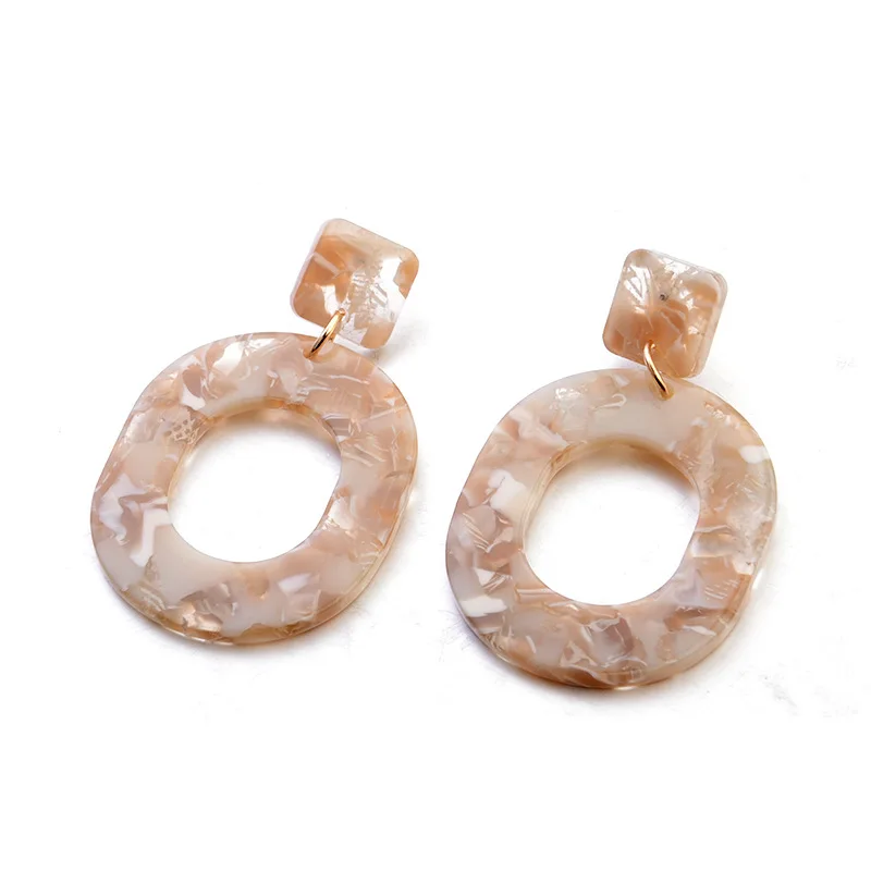 Модные женские серьги винтажные стильные акриловые круглые из пластика для