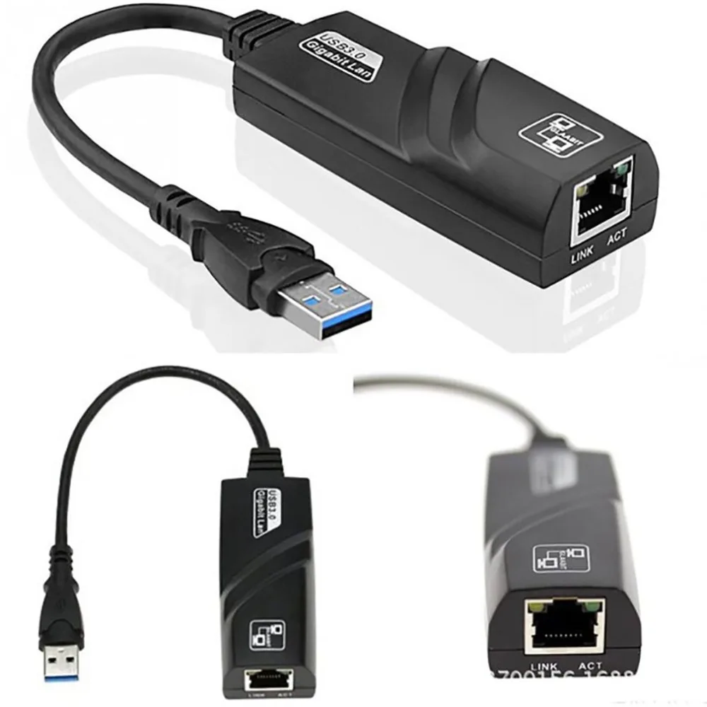 USB 3,0 Gigabit проводной Ethernet карта USB к RJ45 Ethernet LAN RJ45(10/100/1000) Мбит сетевой адаптер Черный