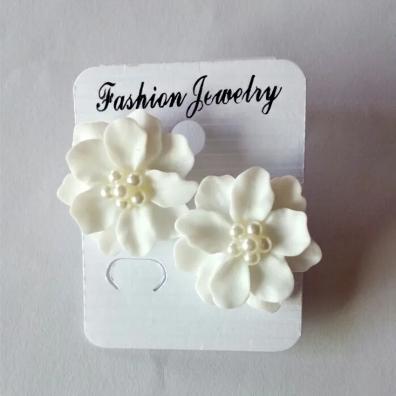 Новые модные серьги с большим белым цветком Женские Ювелирные изделия