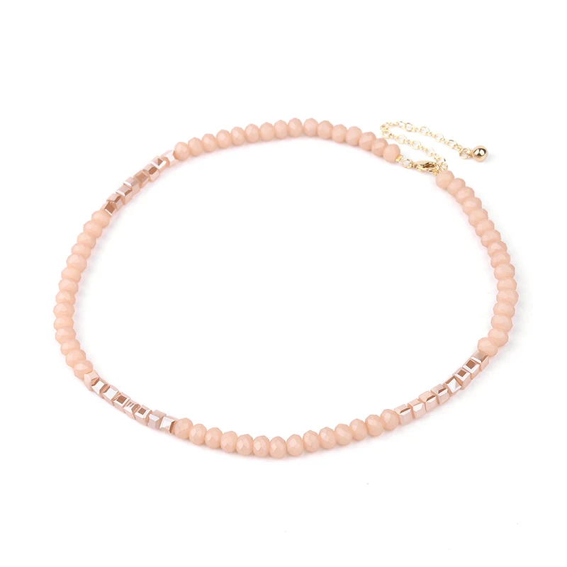1-Matte Pink BOJIU, 13 цветов, Крошечные Хрустальные акриловые бусины, колье, ожерелье s для женщин, золото, серебро, синий, белый, бисерное массивное ожерелье NK1077 - Окраска металла: 1-Matte Pink