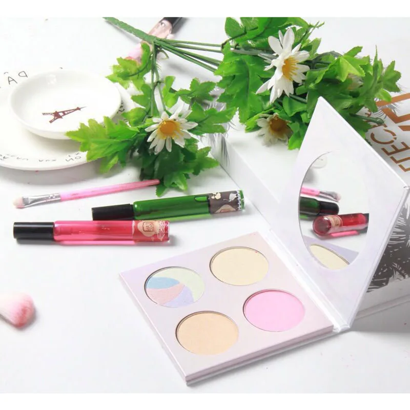 Круглые мраморные тени для век четыре цвета глянцевые легкая палитра цветов YUF99 |