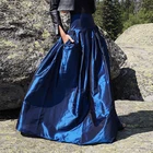 Женская длинная юбка из тафты в английском стиле, пышная плиссированная юбка макси в пол с карманами и широкой талией