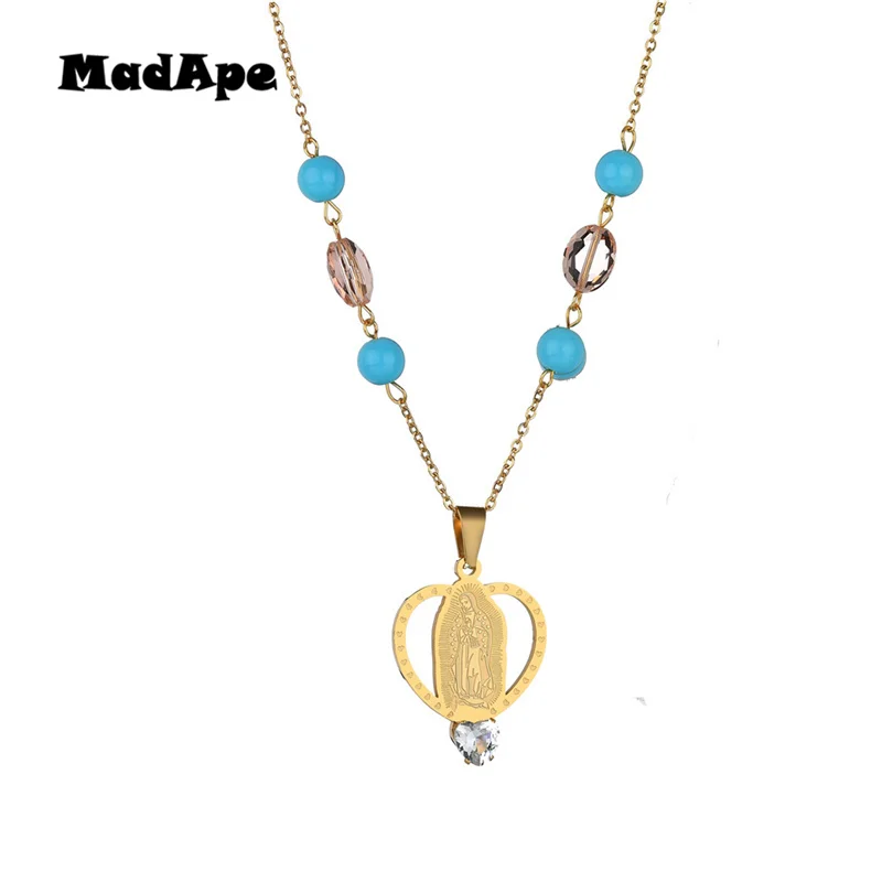 MadApe 2019 рождественское ожерелье из нержавеющей стали с изображением девы Марии