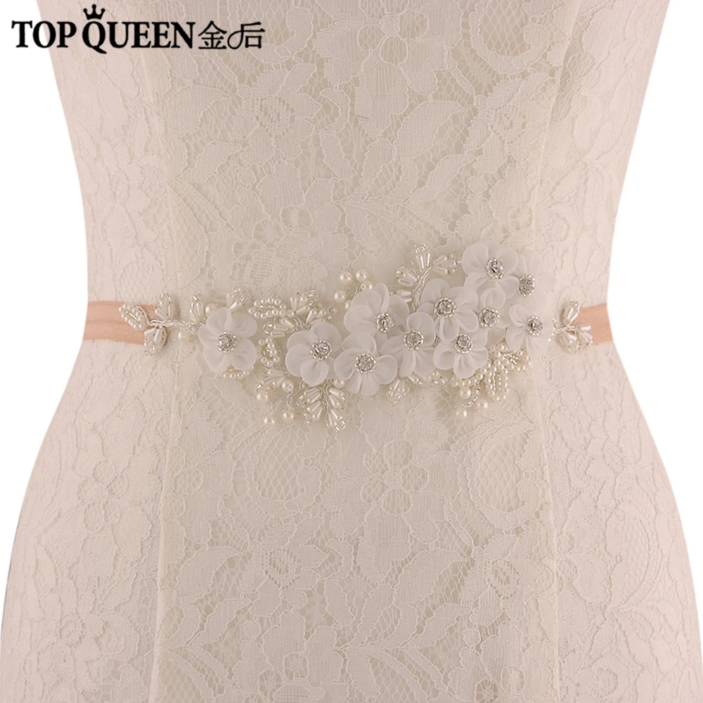 champange TOPQUEEN, SJD-S355, Свадебные ремни для женщин, цвета слоновой кости, с блестками, атласные, белые, свадебные, пояс с цветком, свадебные, с жемчугом, с цветком - Цвет: champange