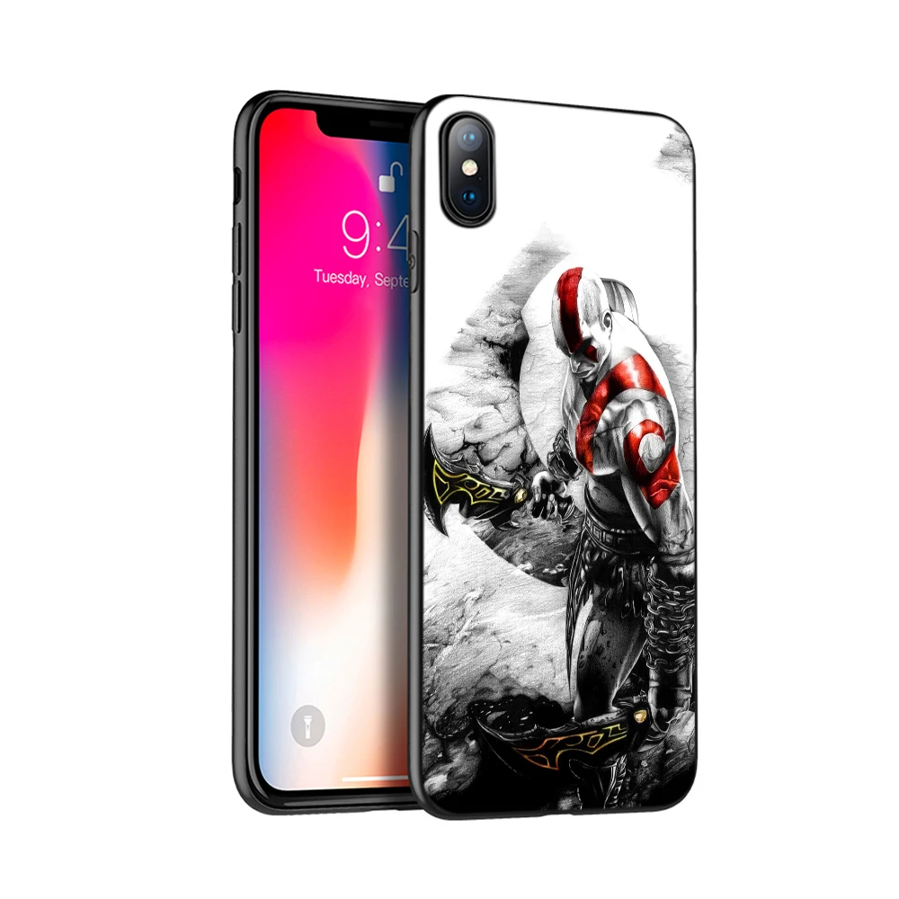 Черный чехол из ТПУ для iphone 5 6 6s 7 8 plus x 10 силиконовый XR XS 11 pro MAX God of War Kratos|Бамперы| |