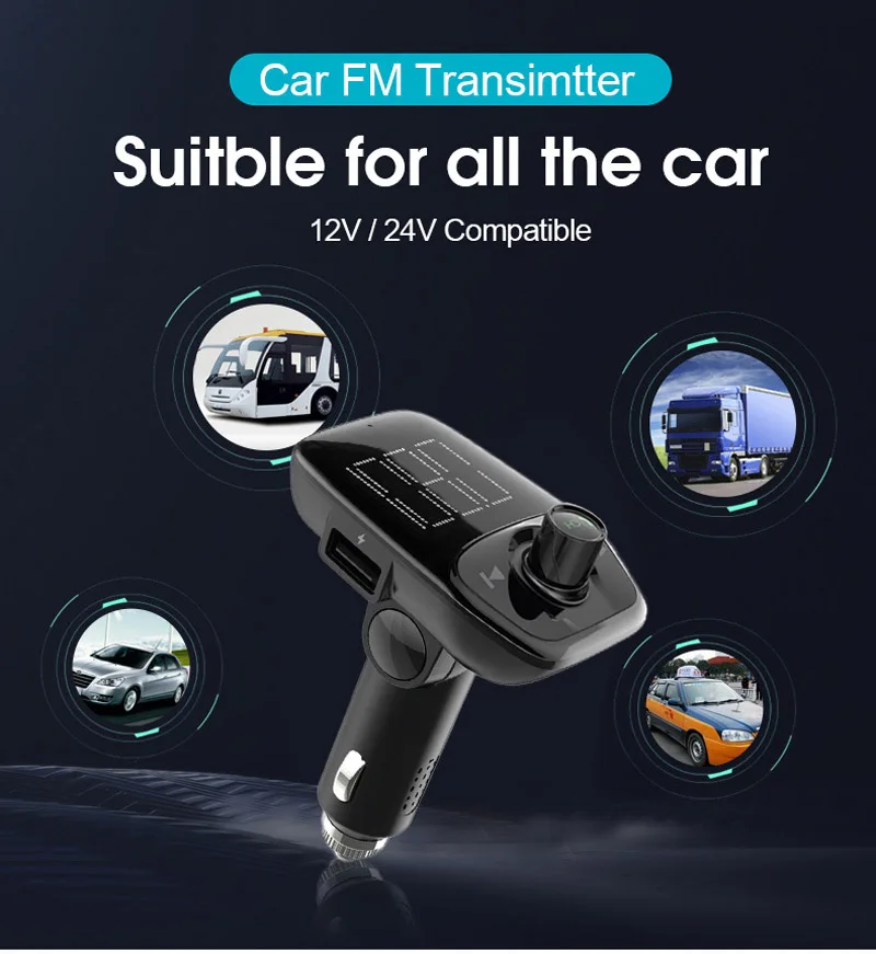 Jajabor Bluetooth автомобильный комплект громкой связи вызов Беспроводной fm-передатчик 3,5 мм AUX аудио разъем Автомобильный MP3-плеер двойной зарядное устройство usb