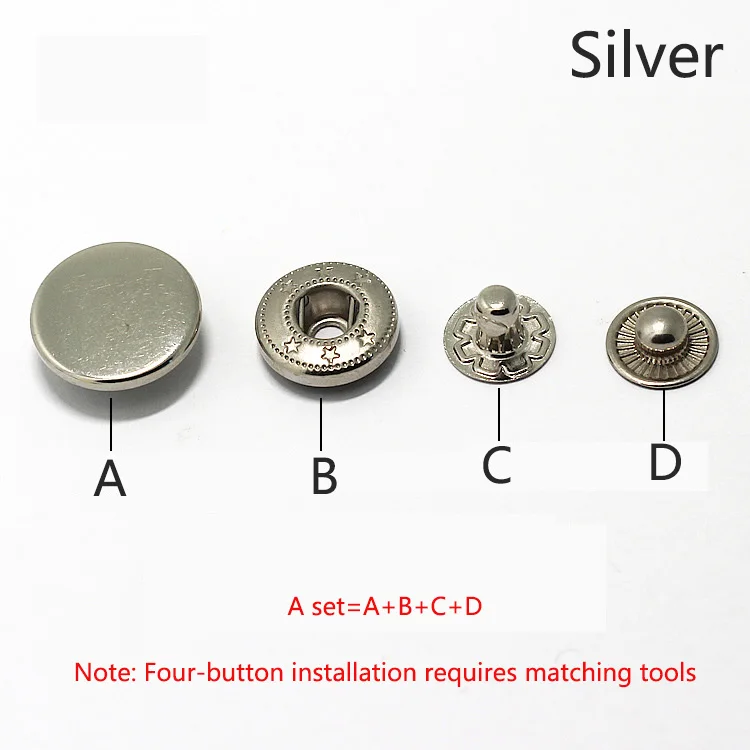 Silver 50 компл 10/12/15/17/20 мм в ретро-стиле с металлической кнопкой защелкой для Костюмы застежка-молния Пресс серьги-гвоздики пряжки ювелирные изделия DIY Одежда Скрапбукинг аксессуары - Цвет: Silver
