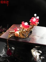 colored glaze red plum blossom brooch small clip classical hairpin also brooch attachment with tassel