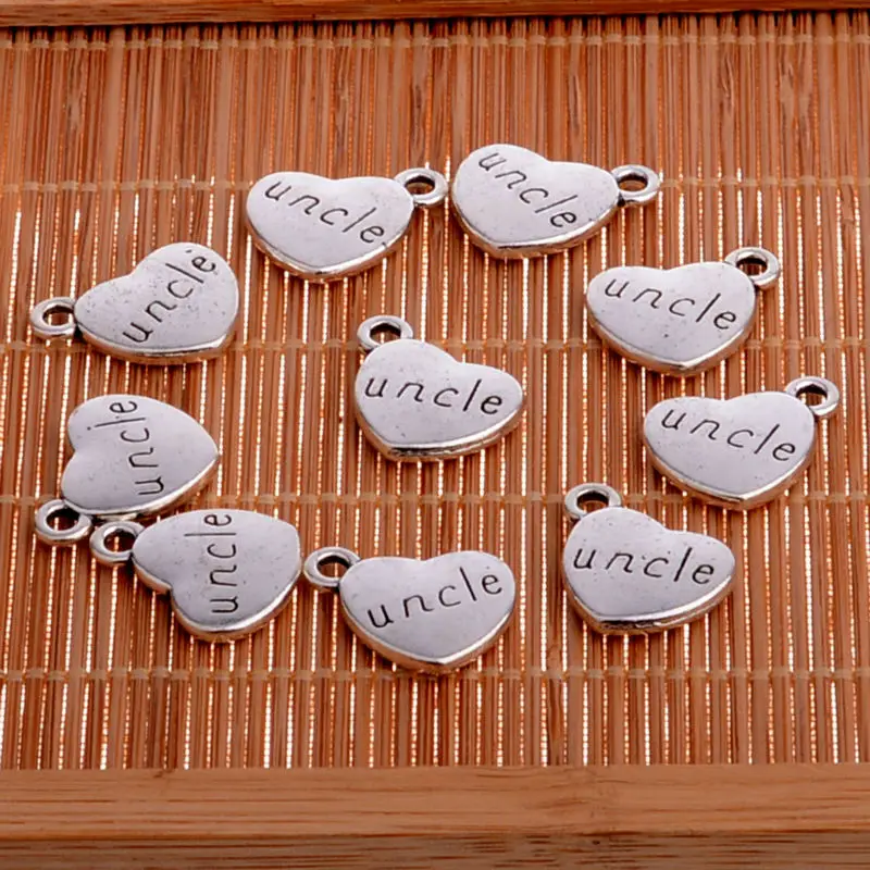 10 шт./лот подвеска с подвеской в виде сердца посеребренное украшение подарок на