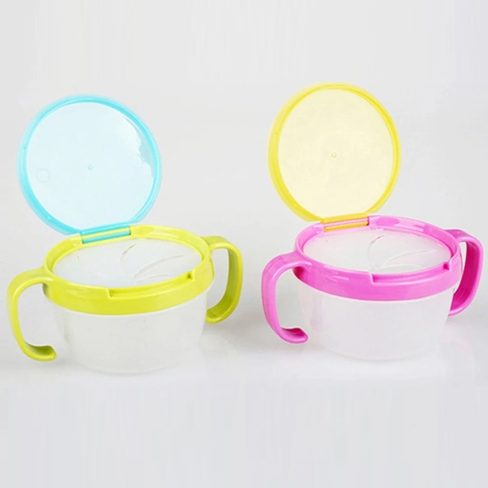 Anti Spills Snack Catcher Container PP Dispenser Storage Boxes with Lid Baby Kid 360 Rotate Spill-Proof Bowl Dishes |