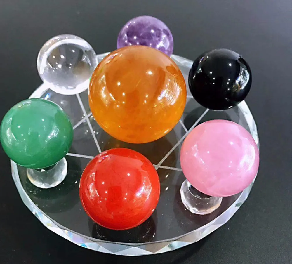 7 шт. набор кристаллов чакр семь звезд-круглый шар-исцеляющий Кристалл-чакра