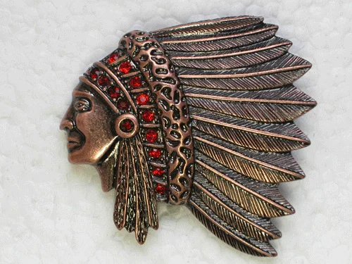 12 шт./лот оптовая продажа брошь со стразами с головой индейца модная булавка