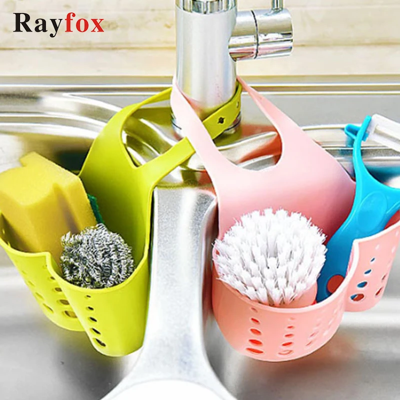 Кухонные аксессуары двойная карманная стойка сливная для губки и мыла сетка