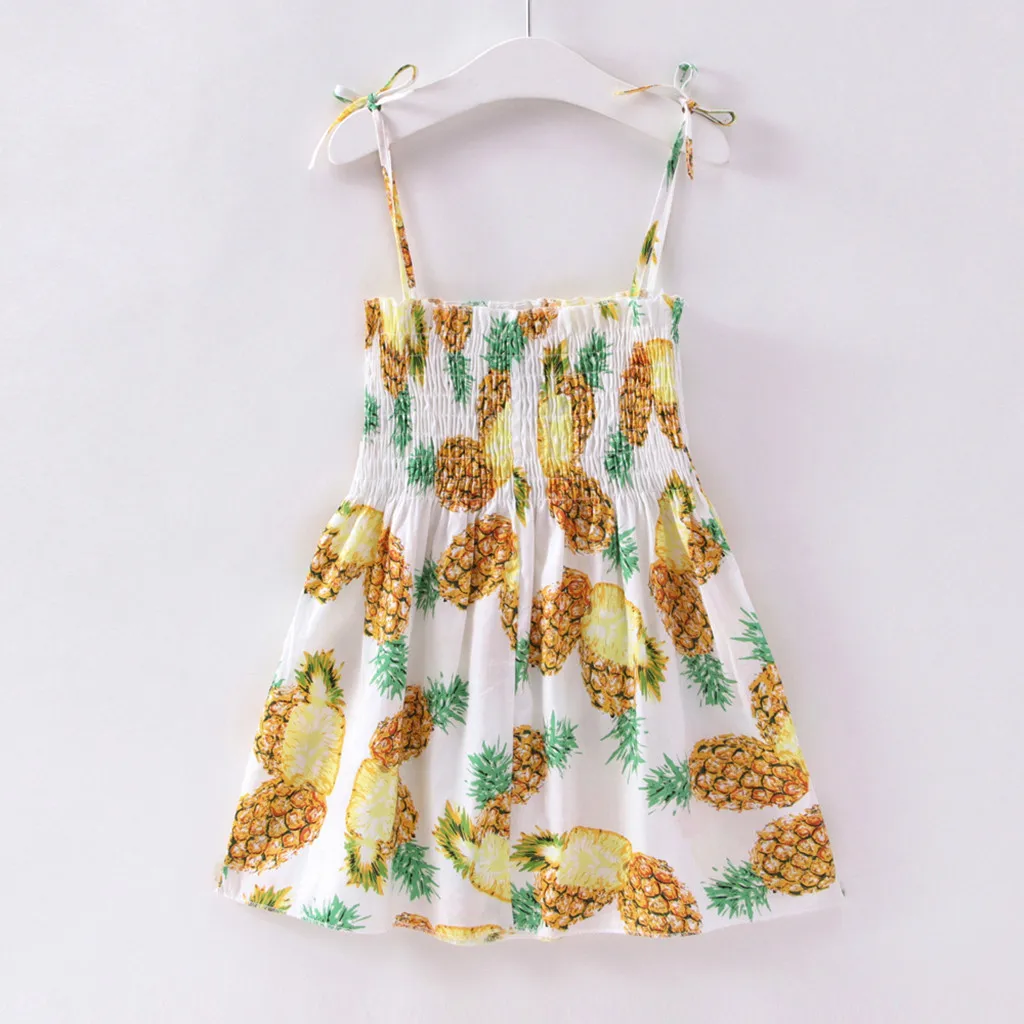 

Fashion girls corset printed strap dress baby girl sleeveless O-neck cotton printed princess party casual dress 2021 bestseller