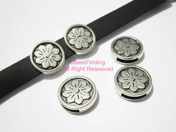 

10mm Flat Leather slider 10x2mm Lotus leather findings -FF95