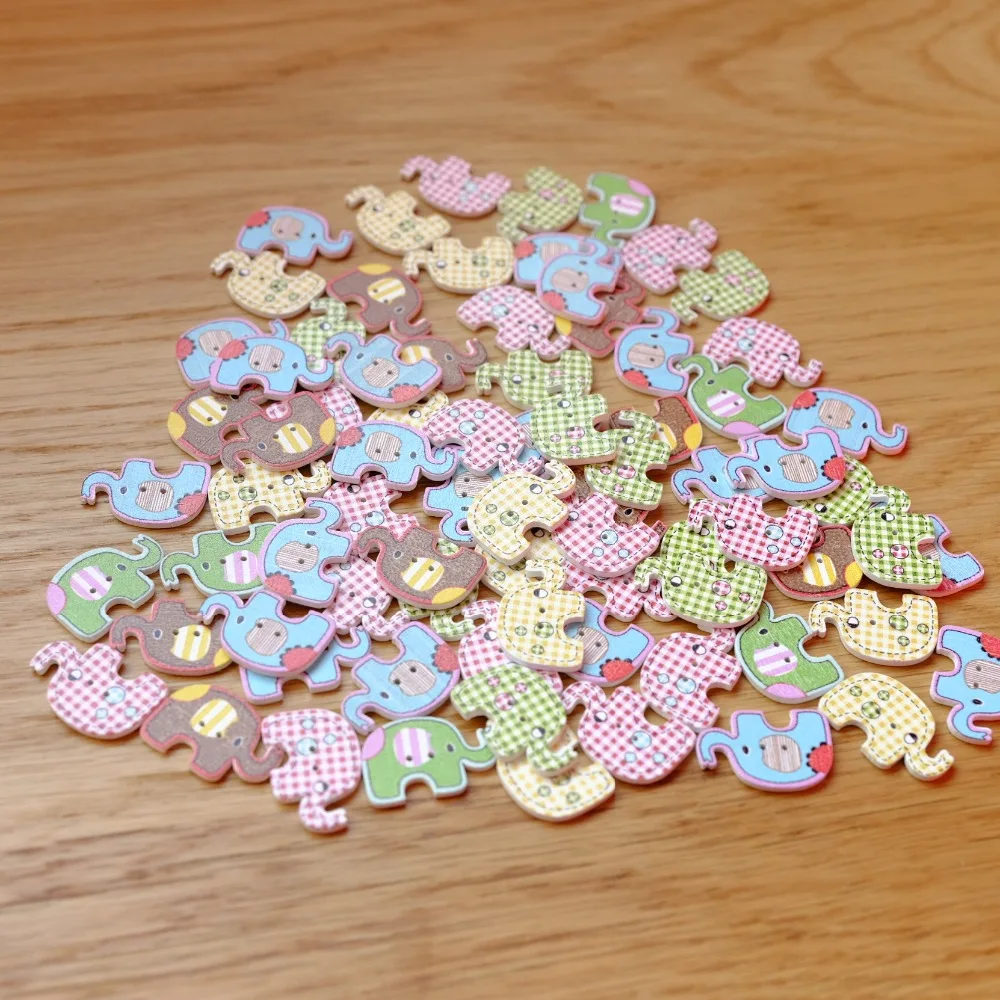 50 шт. деревянные разноцветные пуговицы в виде слона | Дом и сад