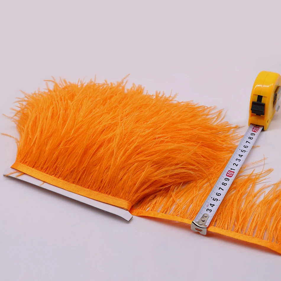 1 ярд оранжевые страусиные перья бахрома отделка плюмажная лента модные