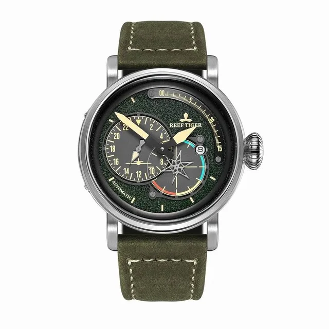 Риф Тигр Аврора Serier RGA3019 мужские модные спортивные многофункциональные полеты приборной панели циферблат автоматические механические наручные часы - Цвет: p11