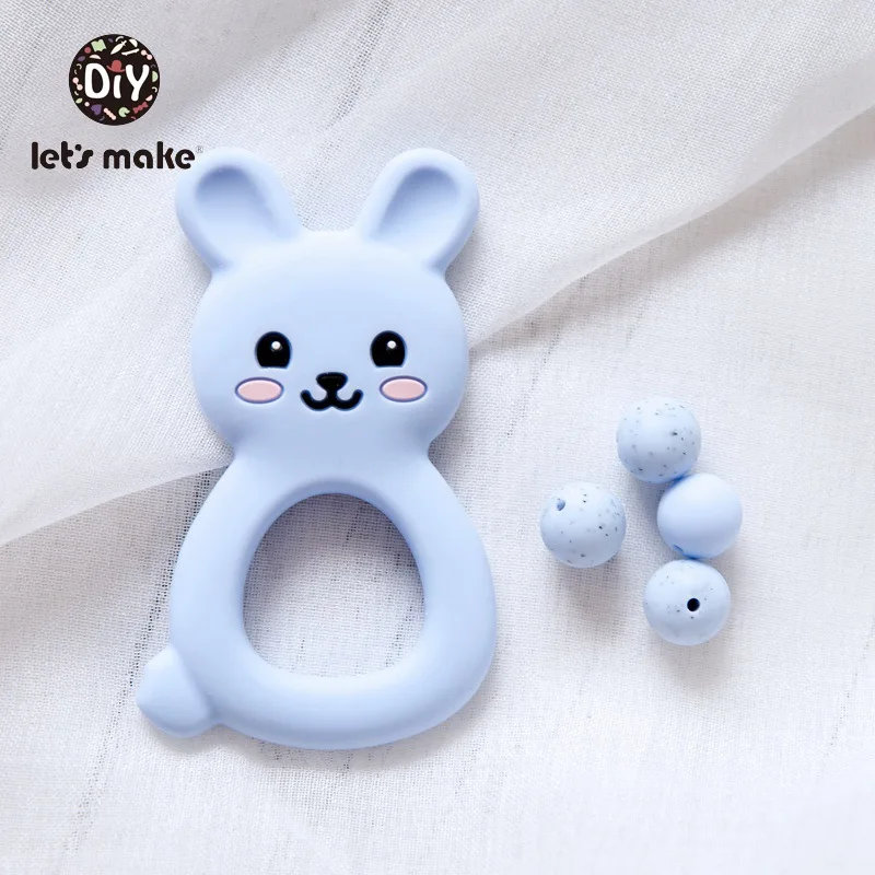 Let's make Silicone Teethers Food Grade DIY 5 pcs Baby Shower Gift Birth Cartoon Rabbit Teether For Teeth Baby Product Teething