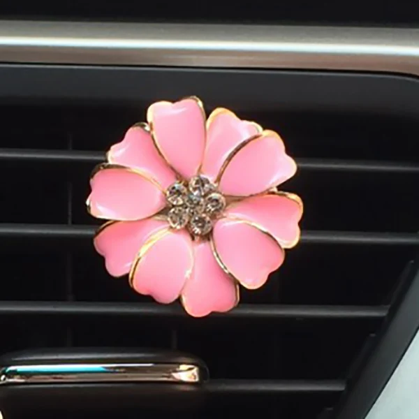 Pink Горный хрусталь цветок ромашки автомобильный аромат Vent клип автомобильный Запах освежитель воздуха в авто Интерьер Декор для девочек - Название цвета: Pink