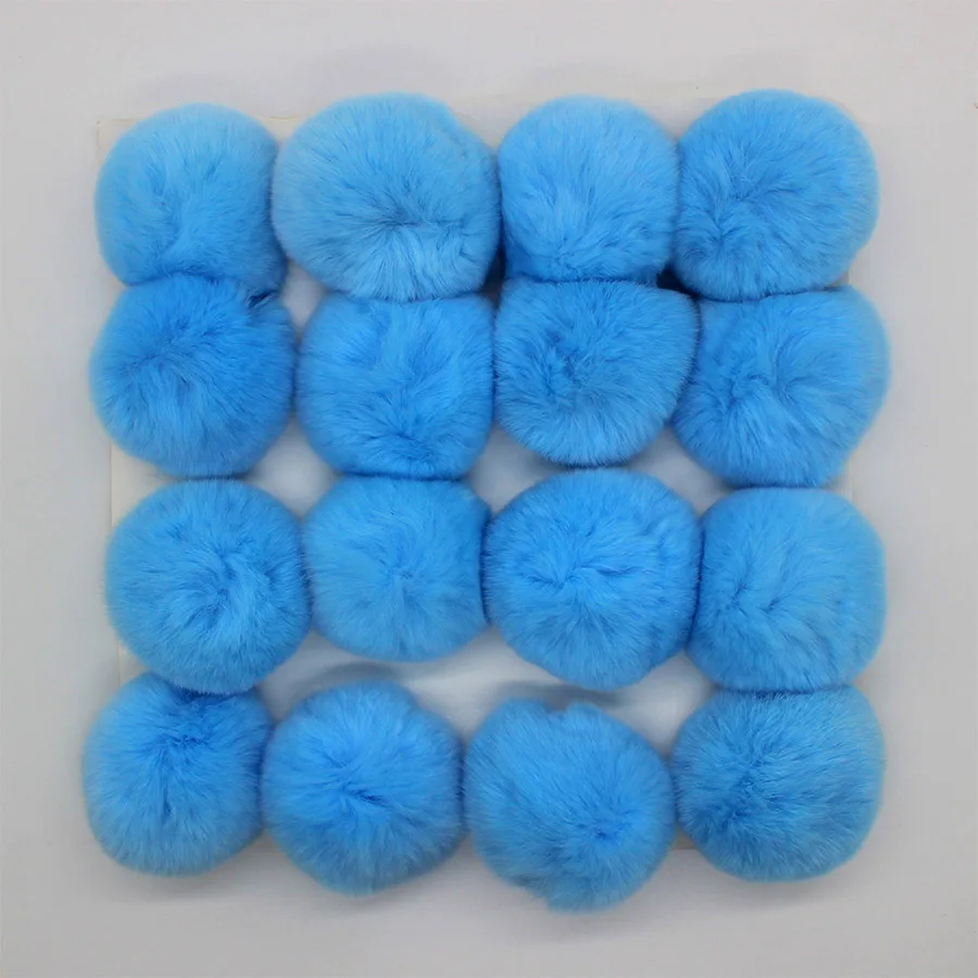 Light blue 16 шт./лот DIY 8 см Настоящий мех кролика мяч помпон для сумки для ключей шапки и шарф помпон - Цвет: Light blue