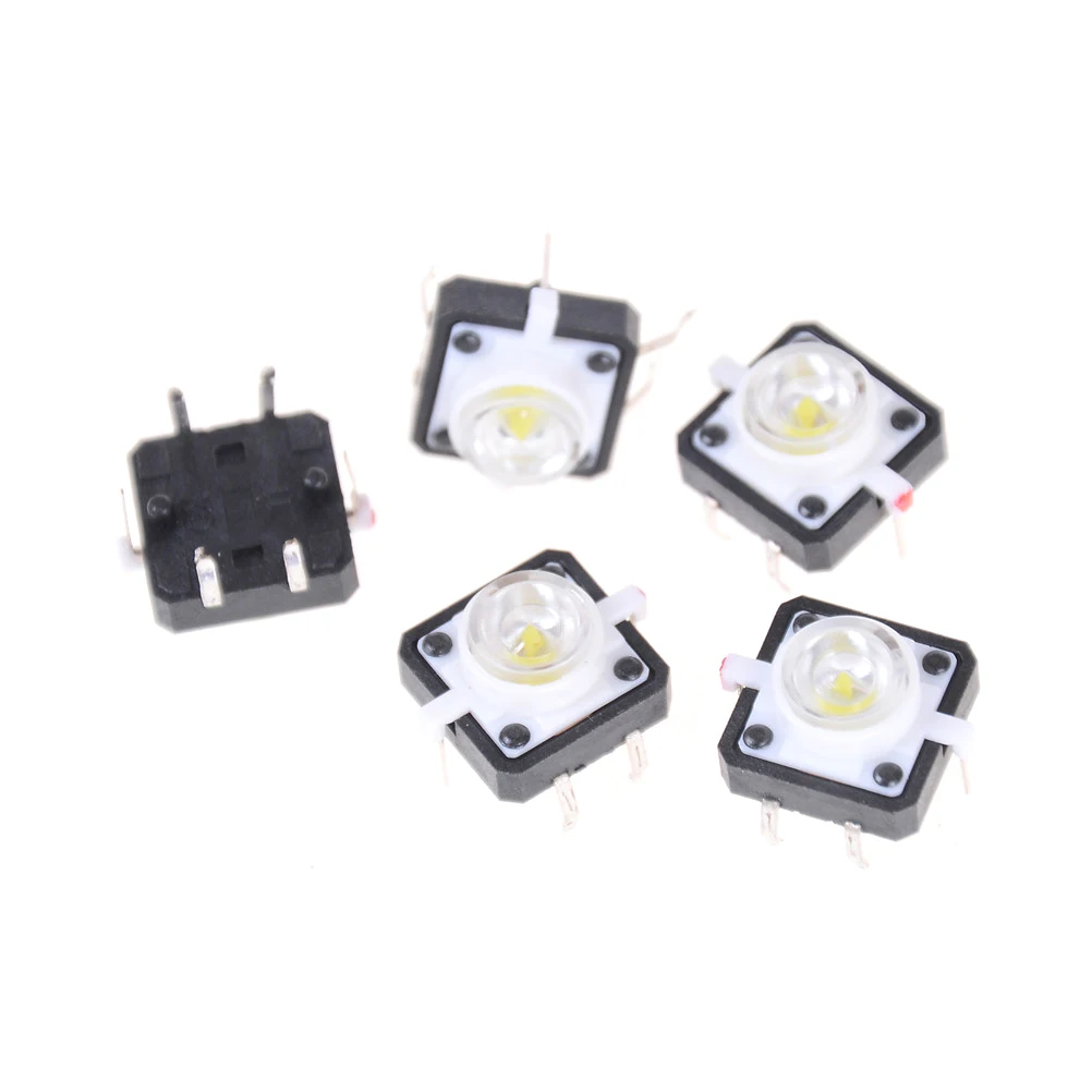 

5pcs/lot 4PIN LED Micro Switch Reset Switch SMT Tactile Push Button Switch with 5 Colours Momentary Tact LED 12*12mm