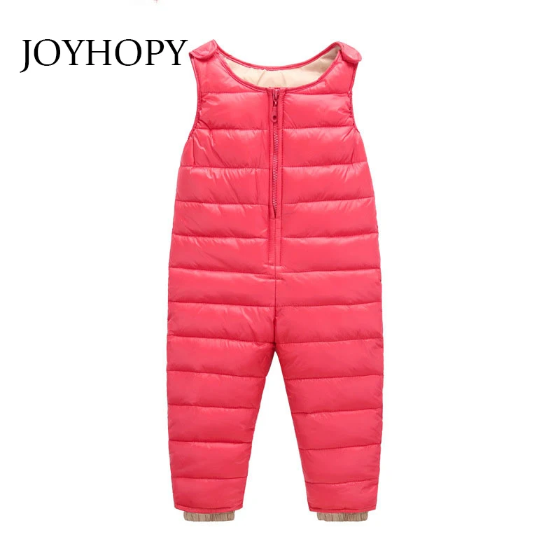 JOYHOPY/детская одежда; пуховые штаны для девочек и мальчиков; Комбинезон для маленьких мальчиков; зимний комбинезон; детские брюки; плотная теплая детская одежда
