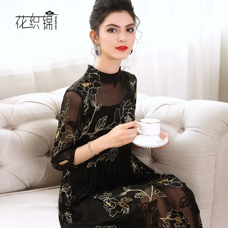 Новинка лета 2018 женские платья в стиле ретро из двух частей шелковое платье