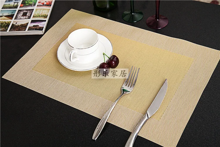 

Mordern Western Food Mat European Table PVC Anti - slip Insulation Cushion Cup Mat White Red Golden Green Orange 45X30CM