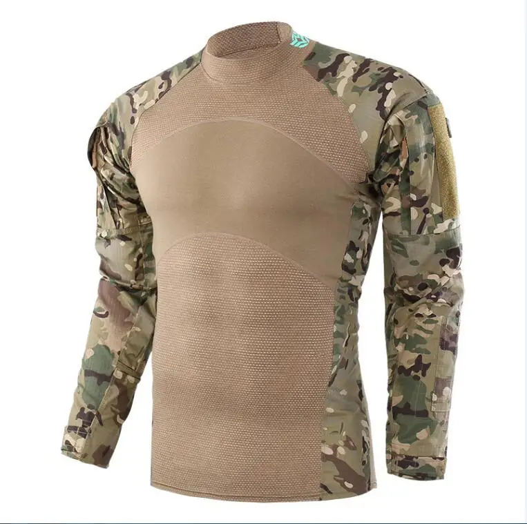 camo Мужская новая тактическая рубашка уличная футболка для охоты базовый слой камуфляжная рубашка с длинными рукавами охотничья одежда для мужчин - Цвет: camo
