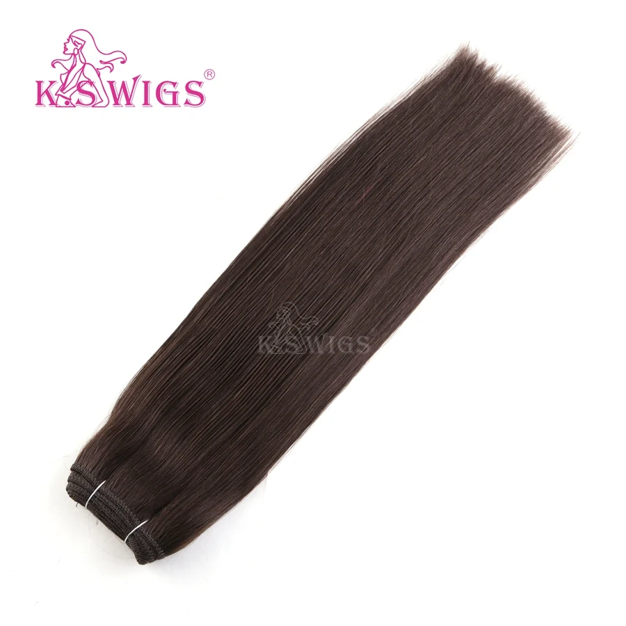 #2 K.S парики 20 ''прямые волосы remy уток человеческих волос двойные нарисованные натуральные кудрявые пучки волос 100 г/шт - Цвет: #2