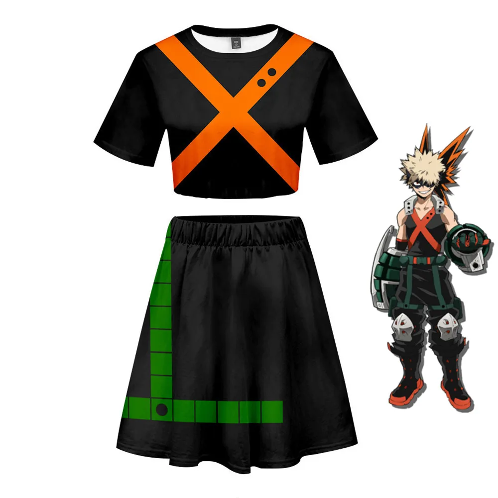 My Hero academic Boku no Todoroki Shoto костюмы для косплея Bakugou Katsuki bag hip skirt летняя школьная форма