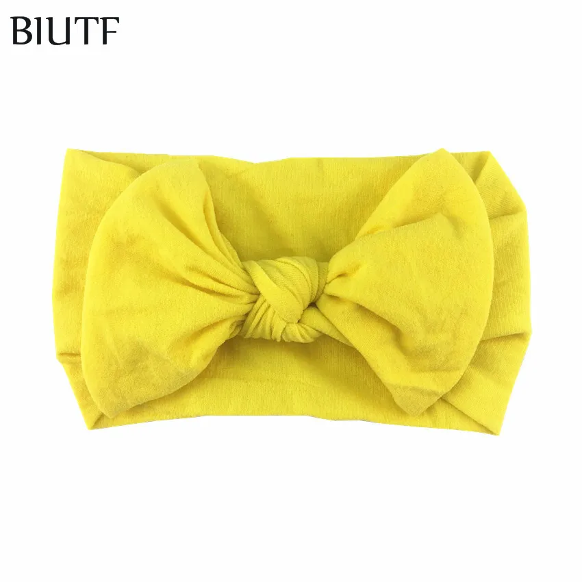 20-yellow 20 шт./партия, Модный головной убор, мягкая нейлоновая эластичная заставка лента для волос с бантиком, подходит для детей 0-32 месяцев HB084 - Цвет: 20-yellow